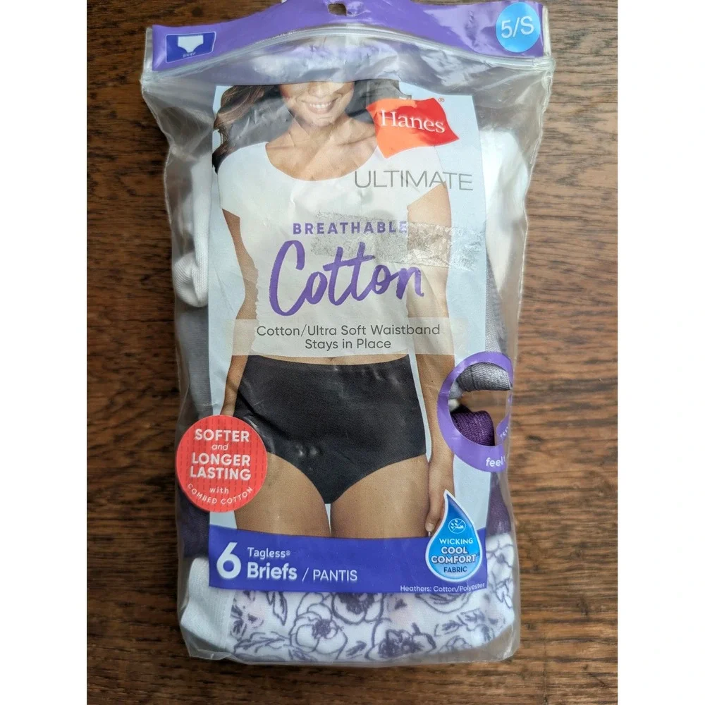 Hanes Briefs Women Size 5 S Multi New 4 Pack Breathable Cotton Tagless Ultimate